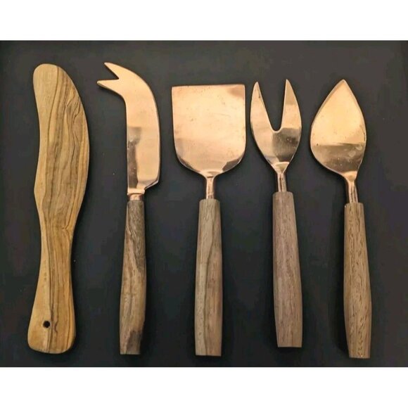 Copper and Rosewood Charcuterie Meat & Cheese Tools Utensils - Picture 1 of 2